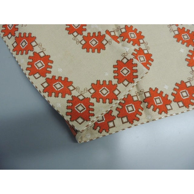 Turkish Vintage Orange & Camel Turkish Table Runner For Sale - Image 3 of 4