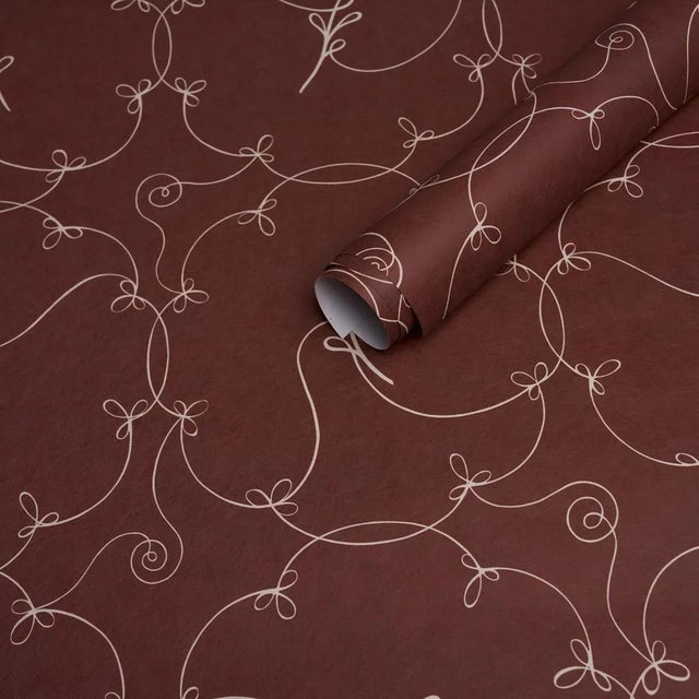 Schumacher SAMPLE - Schumacher X Backdrop Broderie Wallpaper In Bordeaux For Sale - Image 4 of 4