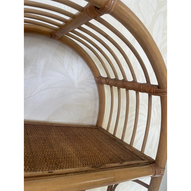 Mid 20th Century 1960s Italian Bamboo Rattan Bohemian French Riviera Étagère Bookshelf For Sale - Image 5 of 9