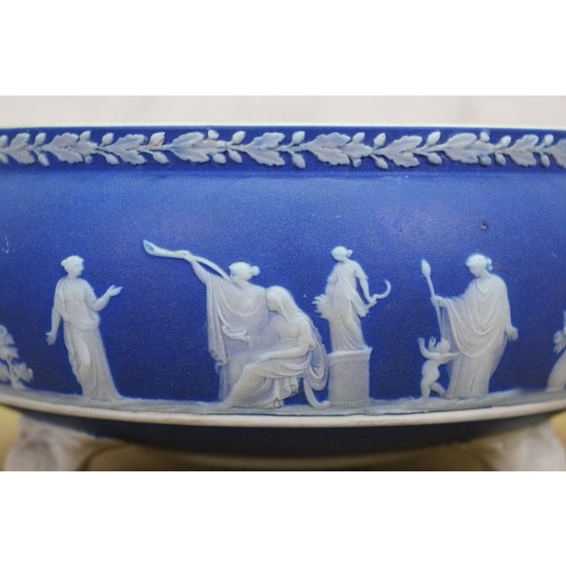 Vintage Wedgwood Blue Jasperware Candlesticks Creamer Sugar Teapot Bowl Compote - Set of 6 For Sale - Image 10 of 16