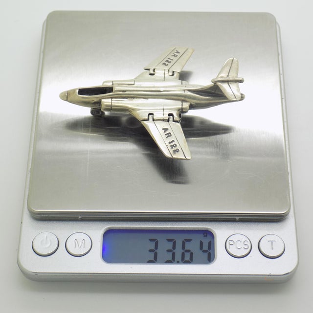 Vintage Italian Sterling Silver 925 McDonnell Douglas F-4 Phantom II Airplane with Folding Wings, Arezzo, 1980s For Sale - Image 12 of 15