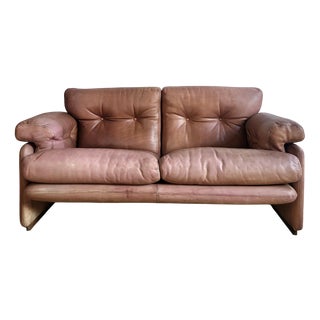 Crowned Sofa in Leather by Tobia Scarpa for B&b Italia / C&b Italia, 1970s For Sale