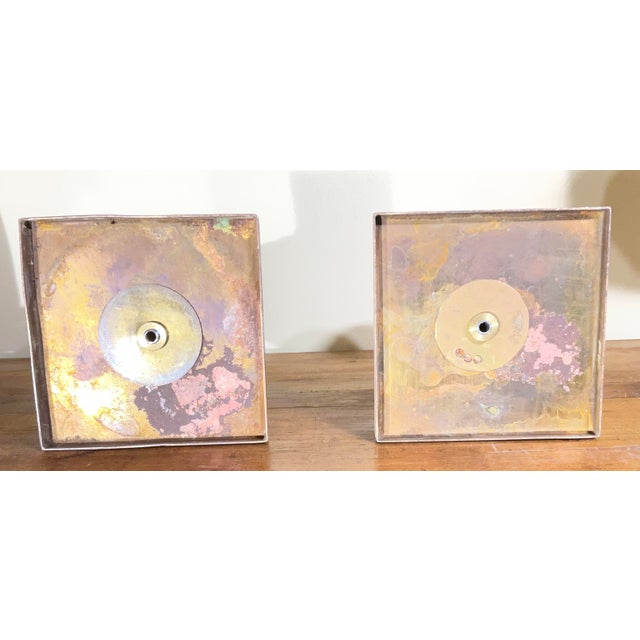 Stunning Pair of Solid Copper and Bronze Architectural Column Sculptures / Bases For Sale - Image 10 of 13