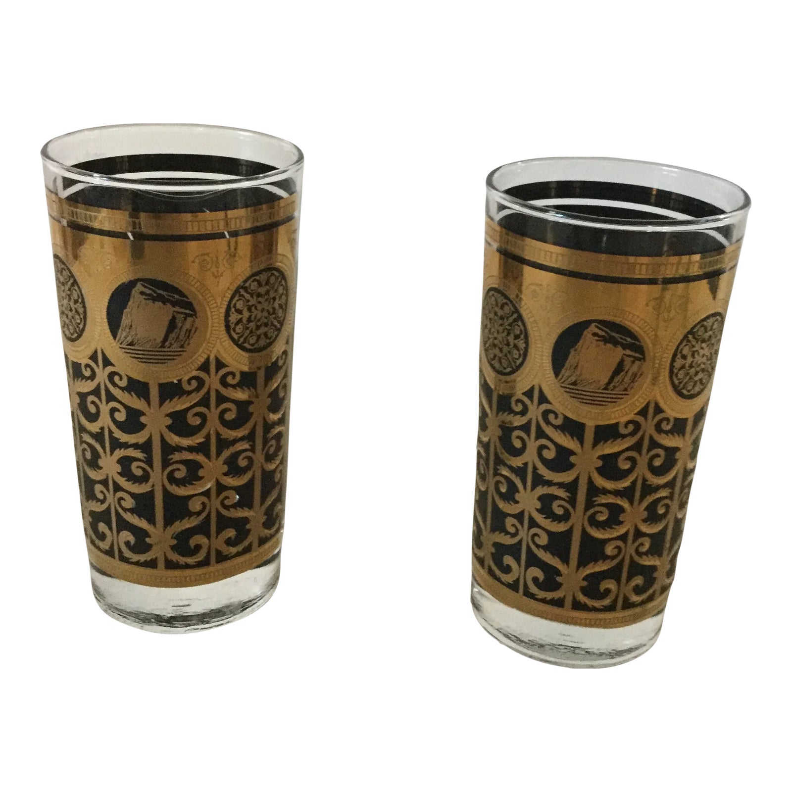 Vintage Libbey Highball Gold Glasses a Pair Chairish