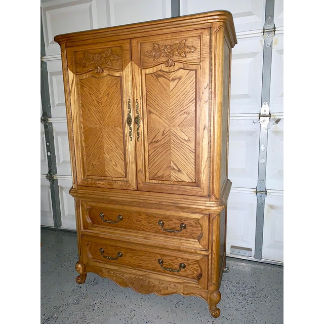 1970s Antique Vintage Solid Oak Tall Dresser/Armoire/Drawer Dresser