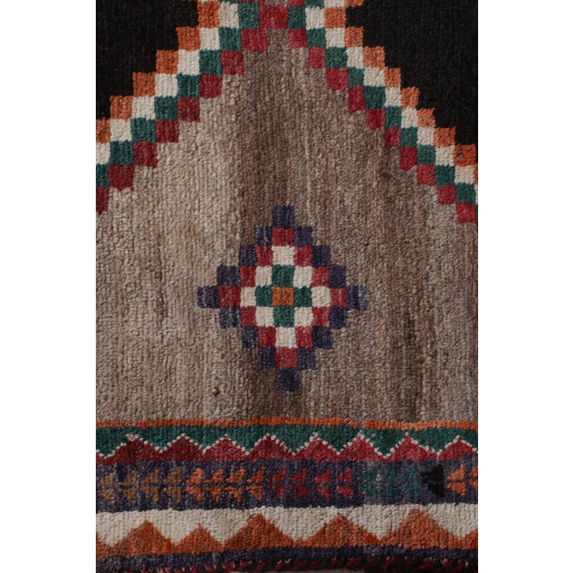 Hand-Knotted Mid-Century Vintage Gabbeh Rug - Beige Brown Tribal Pattern For Sale - Image 4 of 5