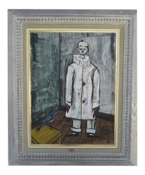 1960s Figurative Oil Painting on Canvas by Charles Levier Signed, Framed