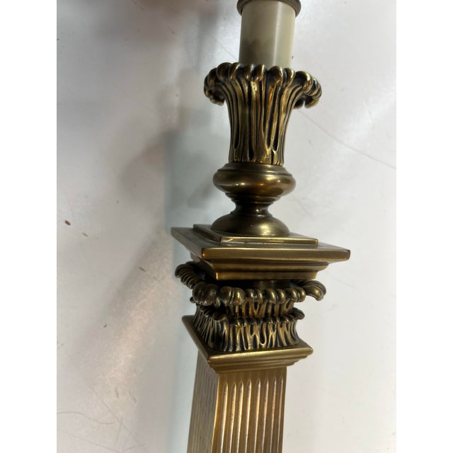 Vintage Decorative Crafts Inc. Fluted Columns Corinthian Capitals Solid Brass Buffet 38" Table Lamps -a Pair For Sale - Image 10 of 12