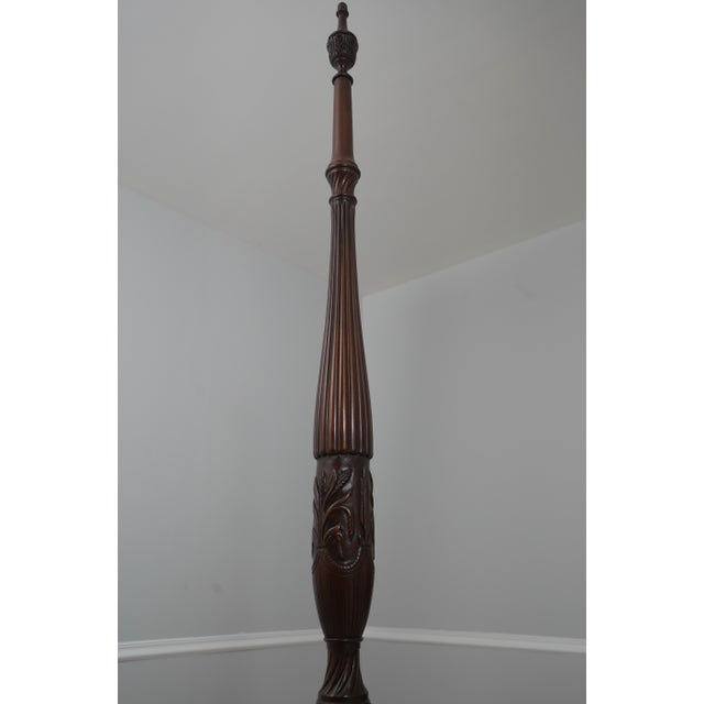 Harden Furniture Harden Cherry King-Size Rice Carved Pencil Post Poster Bed For Sale - Image 4 of 17