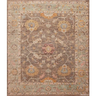 Earthy Room Size Contemporary Modern Turkish Oushak Design Area Rug For Sale