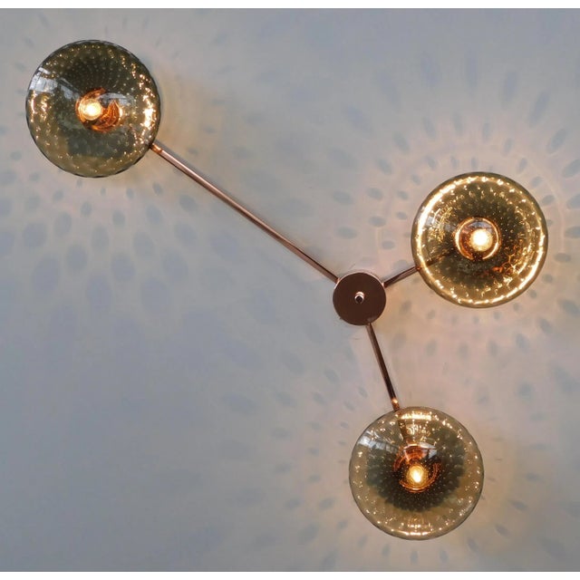 Not Yet Made - Made To Order Trio Polished Copper Smoky Bubbles Glass Flush Mount by Fabio Ltd For Sale - Image 5 of 7