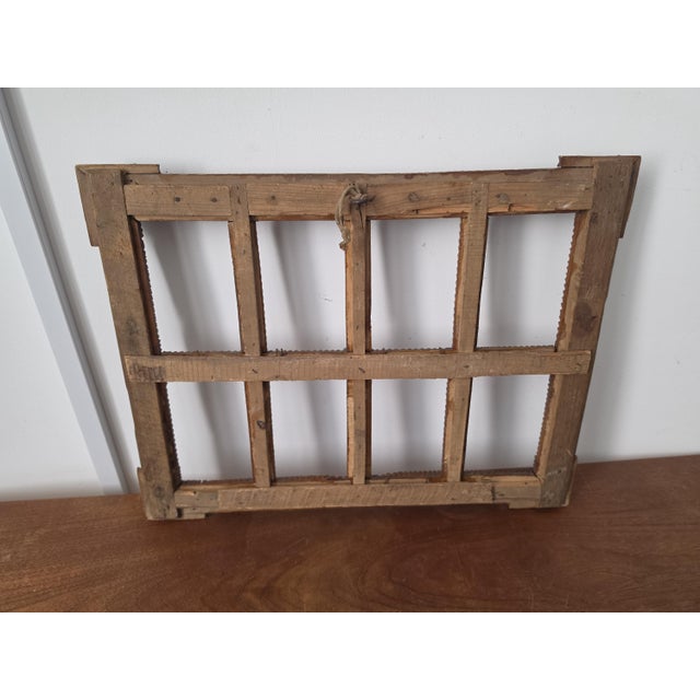 Antique Tramp Art Photo Frame, Folk Art Wooden Picture Frame, Black Forest Style Cabinet Card Holder, Rustic Wall Display For Sale - Image 9 of 12