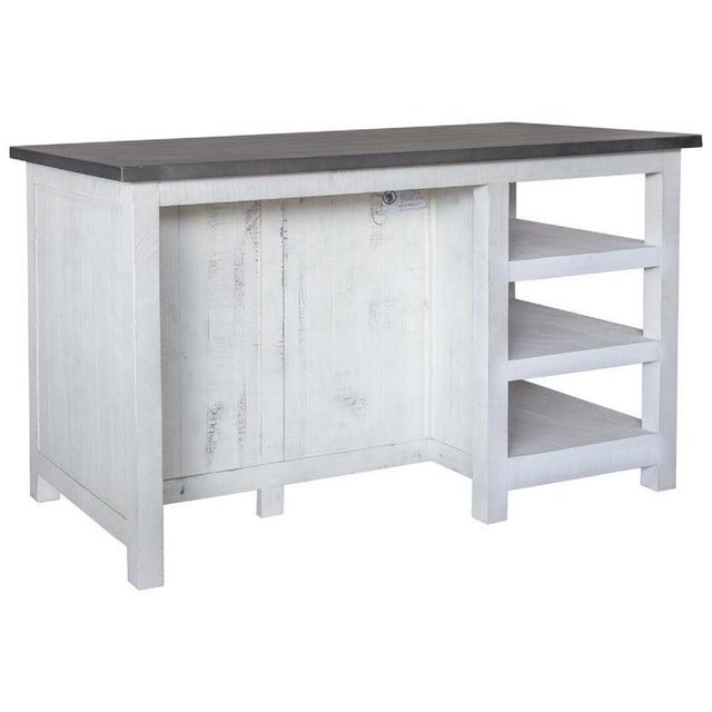 Farmhouse Crafters and Weavers Barlow Display Kitchen Island - Distressed White For Sale - Image 3 of 11