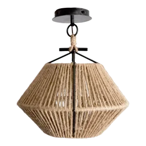 Prism Jute Rope Semi Flush Hanging Light Fixture