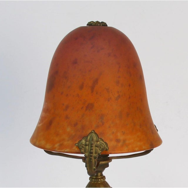Metal Table Lamp in Glass Paste by Jean Daum for Daum, Nancy, France, 1920s For Sale - Image 7 of 10