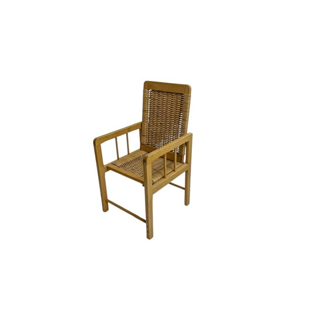 Tan Scandinavian Style Wood and Wicker Children's Chair, 1970s For Sale - Image 8 of 8
