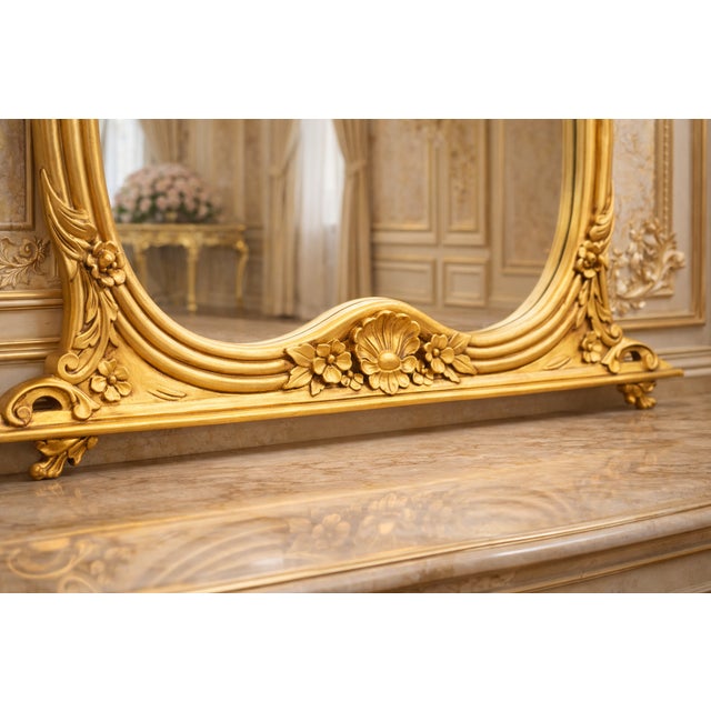 1900 - 1909 1900s European Rococo Gold Beech Console Wall Mirror - 1 Pc For Sale - Image 5 of 16