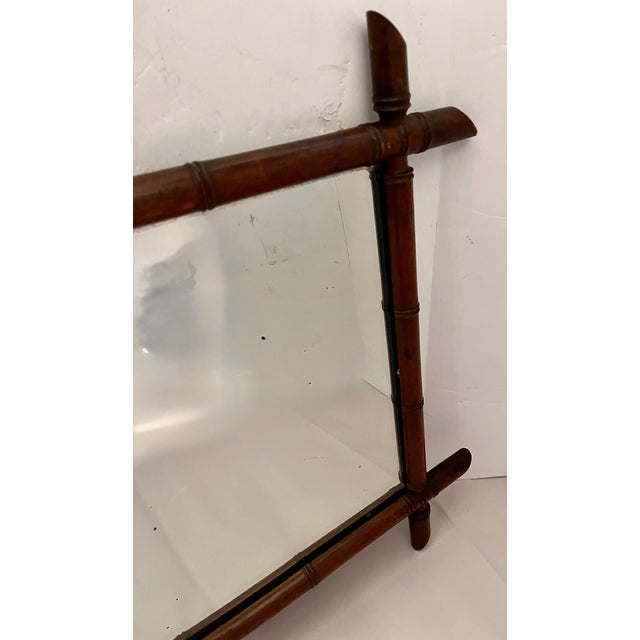Glass 1930s Framed Antique Faux Bamboo Mirror For Sale - Image 7 of 12