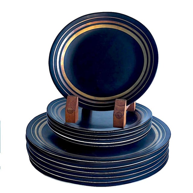 Ceramic 1970s Block Bidasoa Porcelain Orbit Creation Dinner and Salad Plates, 12 Piece Set For Sale - Image 7 of 14