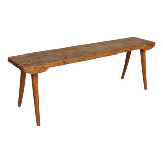 Primitive Plank Wood Bench For Sale