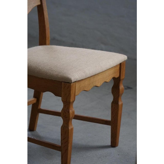 Mid-Century Danish Chairs in Oak & Hessian from Henning Kjærnulf, 1960s, Set of 8 For Sale - Image 9 of 17