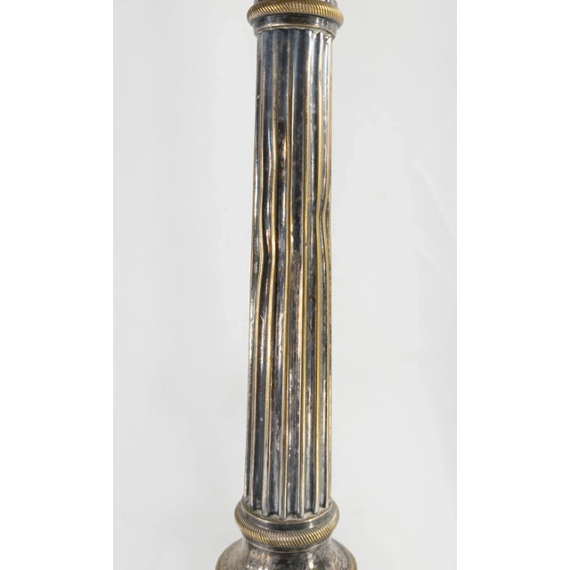 French Silverplate Brass or Bronze Candlesticks, a Pair For Sale - Image 9 of 12