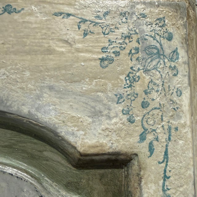 Wood French Country Hand Painted Armoire For Sale - Image 7 of 11