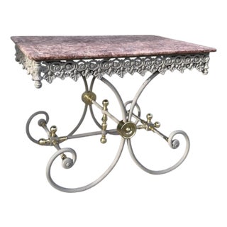 French Cast Iron and Marble Topped Pastry Table For Sale