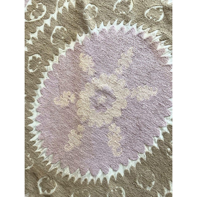 Tan Hand-Embroidered Neutral Tan Suzani Wall Hanging Decor For Sale - Image 8 of 9