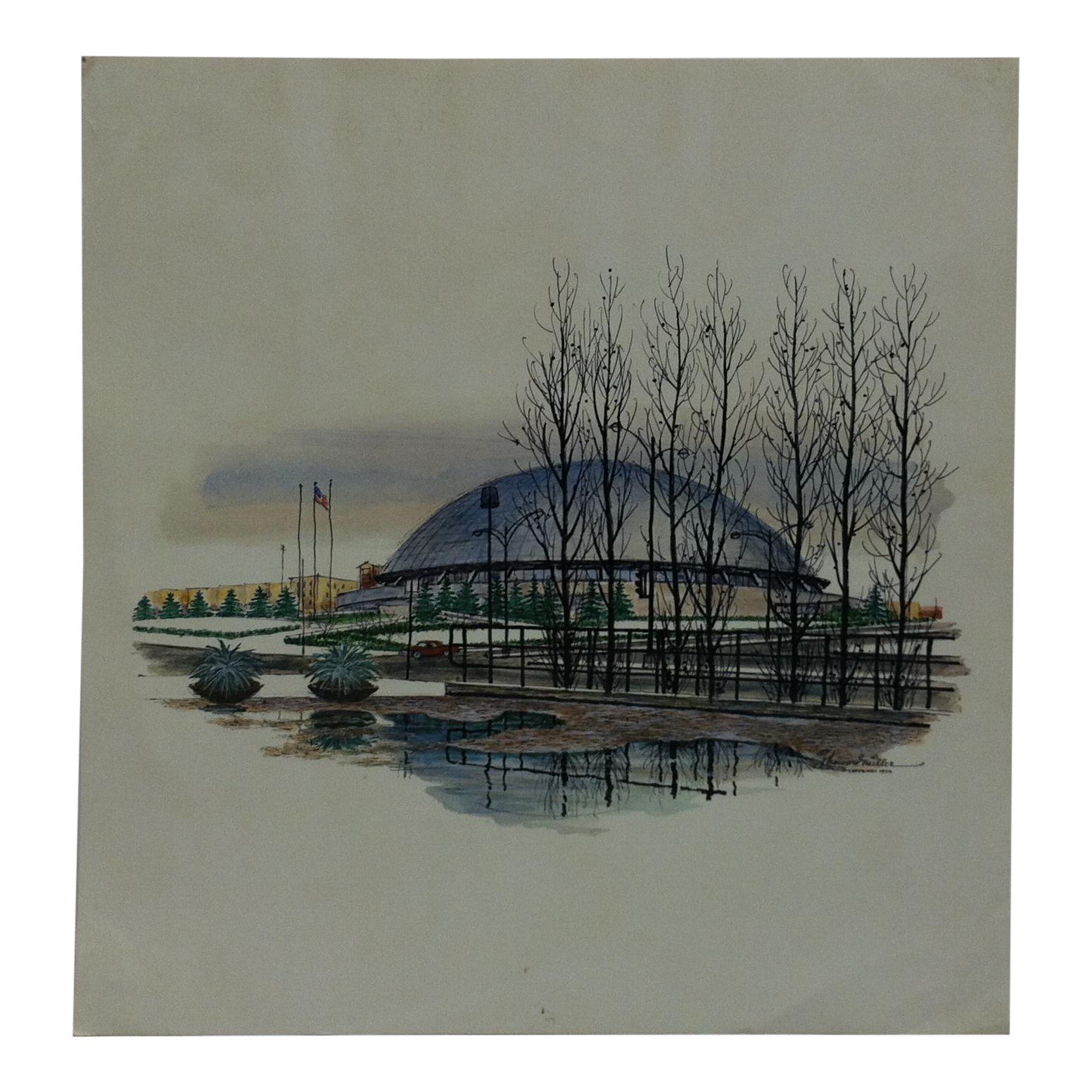Color Pittsburgh Print On Paper The Civic Arena By J Howard Miller 1972 Chairish