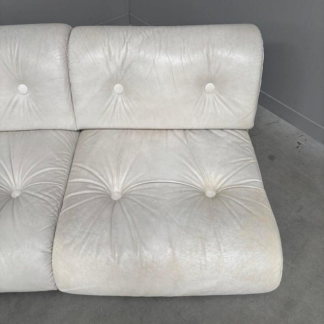 Animal Skin Space Age White Leather Two Seat Lounge Sofa, 1970s For Sale - Image 7 of 14