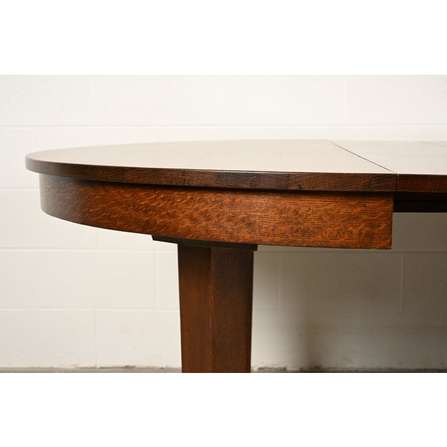 L. & J. G. Stickley Antique Mission Oak Arts & Crafts Extension Dining Table | Newly Refinished For Sale - Image 13 of 17