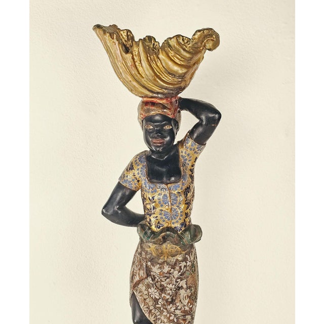 Black Pair of Venetian Blackamoor Figurines, Italy Circa 1920 For Sale - Image 8 of 14