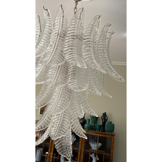Murano Glass Feather Chandelier For Sale - Image 7 of 8
