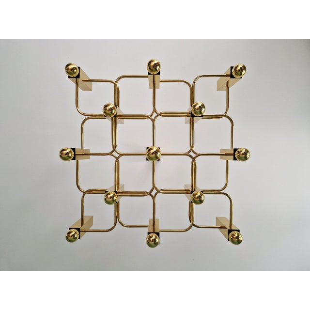 Metal Geometric Brass Chandelier by Gaetano Sciolari for Boulanger, 1970s For Sale - Image 7 of 18