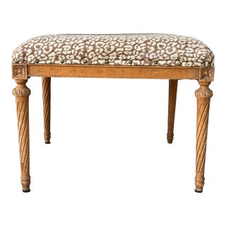 Vintage Louis XVI Style Square Upholstered Coffee Table Ottoman For Sale