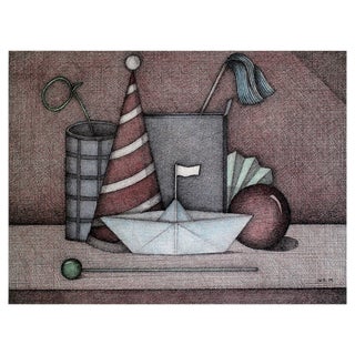 Joanna Wiszniewska Domańska, Still Life with a Paper Boat, 1999, Etching For Sale