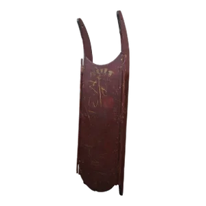 Antique Primitive Folk Art Red Painted Wood & Iron Childrens Sled Sleigh