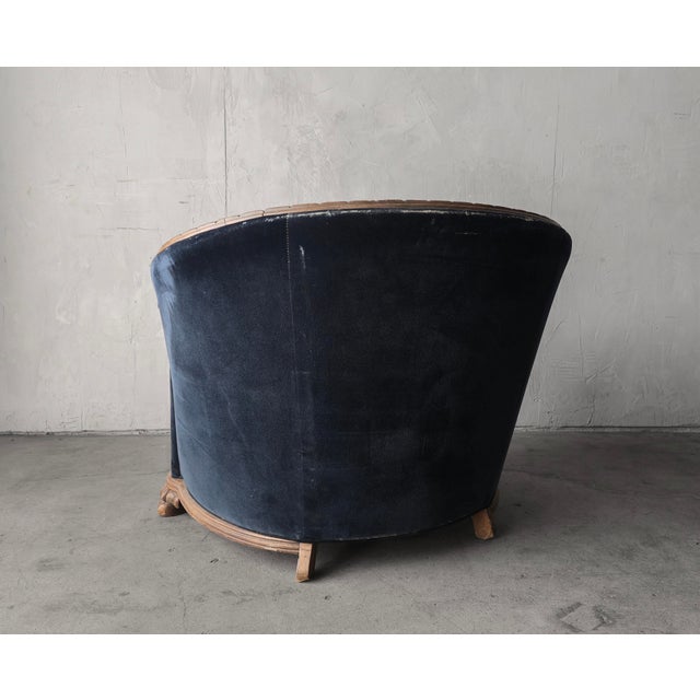 Navy Blue Antique 1930's French Art Deco Club Chair For Sale - Image 8 of 11