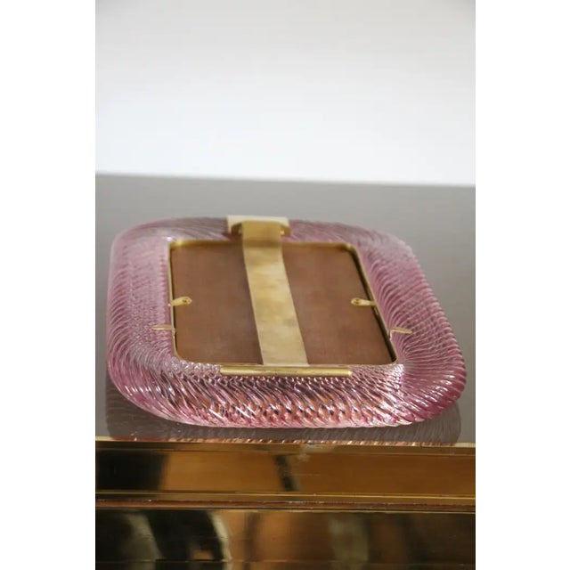 Pink Twisted Murano Glass and Brass Photo Frame from Barovier & Toso, 2000s For Sale - Image 5 of 18