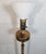 Vintage MCM Torchiere Style Wooden & Brass Floor Lamp Milk Glass Shade For Sale In Phoenix - Image 6 of 10