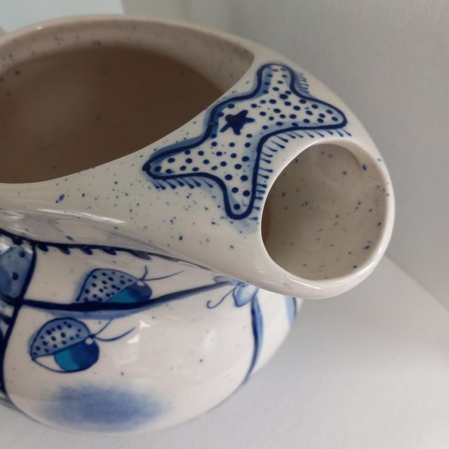 Modern Blue and White Pitcher by "Diane" For Sale - Image 3 of 9