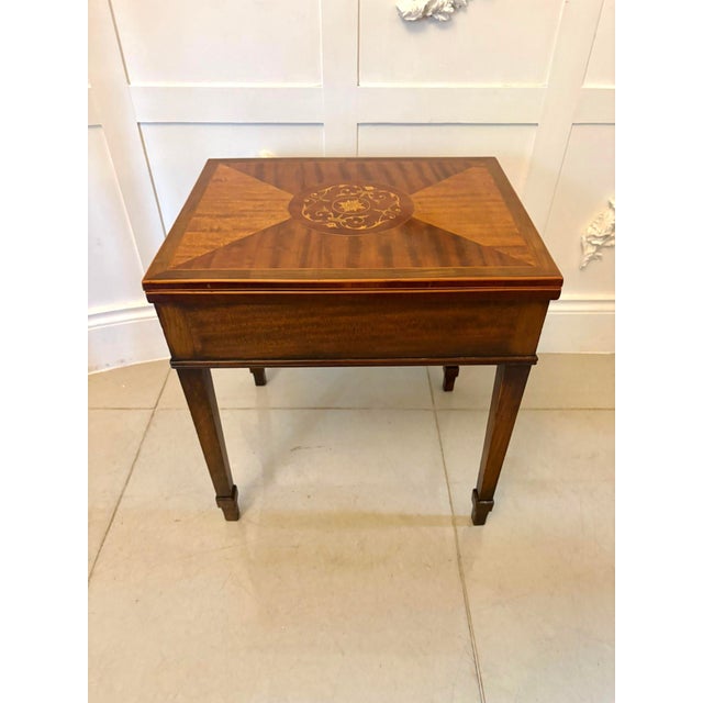Antique Edwardian Inlaid Folding Game Table Featuring The Royal and Pleasant Game of Goose, 1900s For Sale - Image 15 of 15