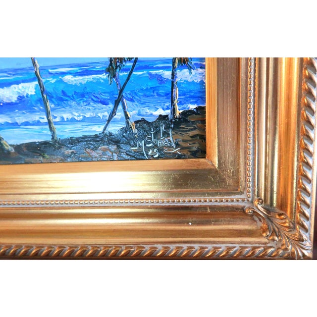 2020s Mark Stanford (American B. 1959 - ) - Sculpture in Oils. "Coconut Trees on the Beach" Signed Oil on Canvas With Coa - For Sale - Image 5 of 14