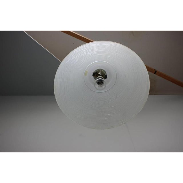 Vintage Space Age White Textured Glass Pendant Lamp, 1970s For Sale - Image 3 of 11