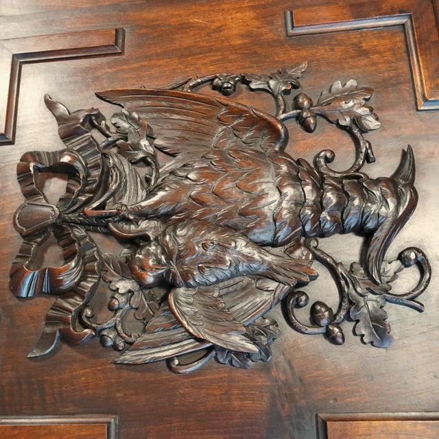 Late 19th Century Pair Antique Hand Carved Wood Panels Animal Plaques Hunting Game Trophy For Sale - Image 5 of 9