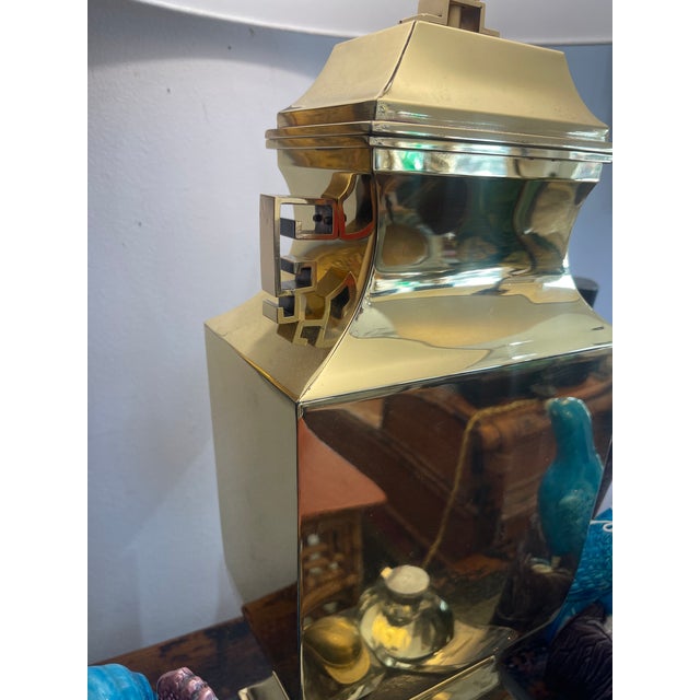 Pair of Large Ming Style Brass Table Lamps, 1960s, Italy For Sale - Image 12 of 18
