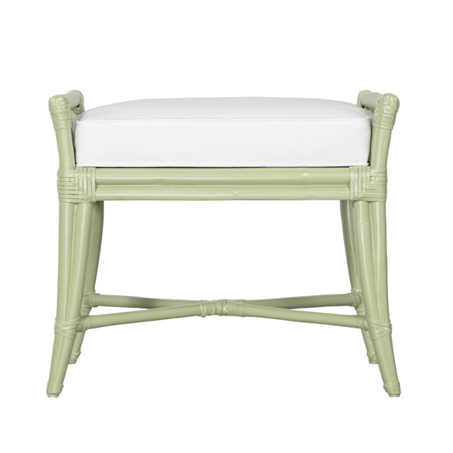 Light Green Small Malacca Bench - Celery Green For Sale - Image 8 of 8