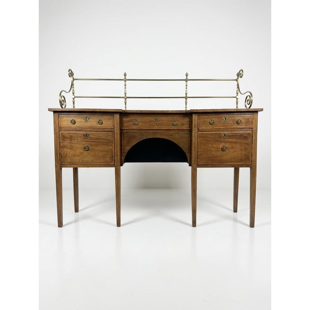 Mahogany Inverted Breakfront Sideboard with Brass Gallery, 19th Century For Sale - Image 6 of 6