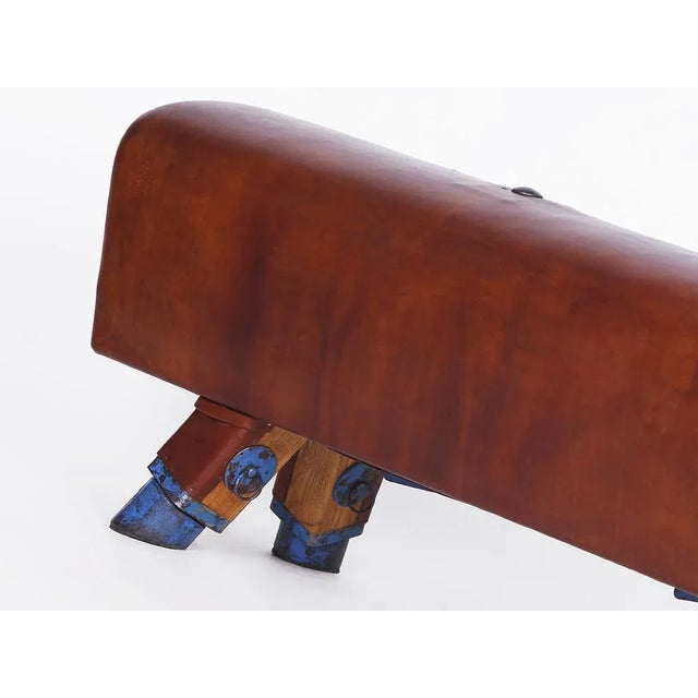 Pommel Horse Leather Bench, 1930s For Sale - Image 6 of 9